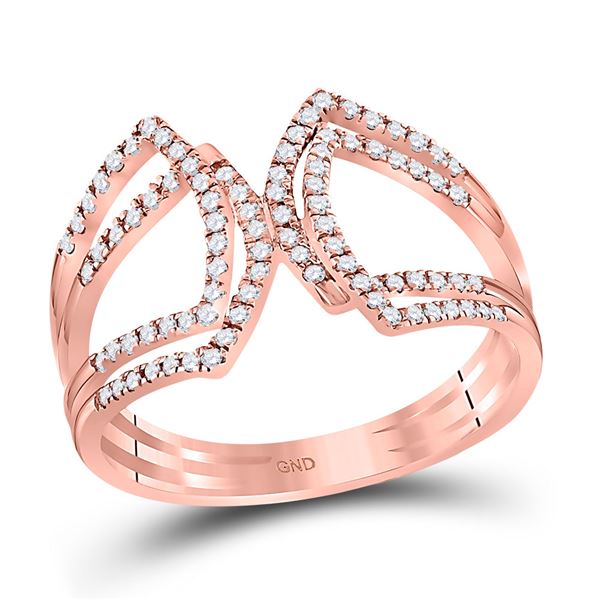 Diamond Modern Fashion Band Ring 1/4 Cttw 10kt Rose Gold