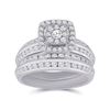 Image 2 : His Hers Diamond Cluster Matching Wedding Set 2 Cttw 14kt White Gold