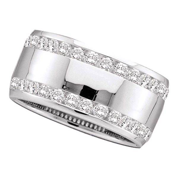 Channel-set Diamond Double Row Wedding Band 1 Cttw 14kt White Gold