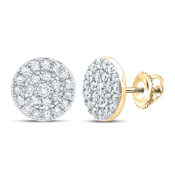 Diamond Cluster Earrings 1 Cttw 10kt Yellow Gold