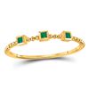 Image 1 : Princess Emerald Beaded 3-stone Stackable Band Ring .03 Cttw 10kt Yellow Gold