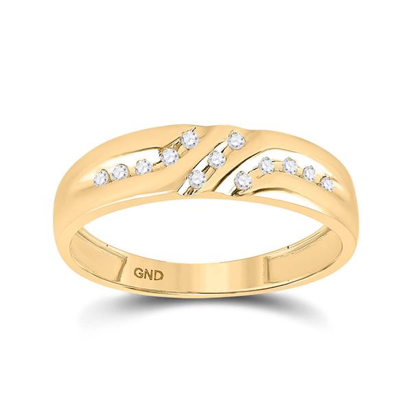 Mens Diamond Wedding Band Ring 1/8 Cttw 10kt Yellow Gold