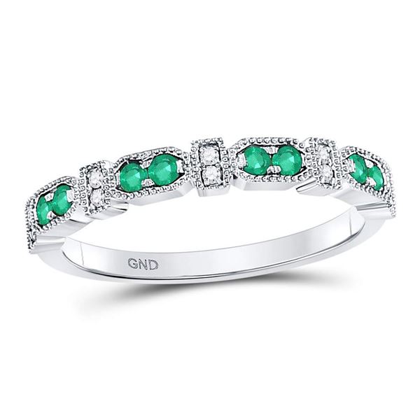 Emerald Diamond Stackable Band Ring 1/4 Cttw 10kt White Gold