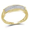 Image 3 : His Hers Diamond Square Matching Wedding Set 3/8 Cttw 10kt Yellow Gold
