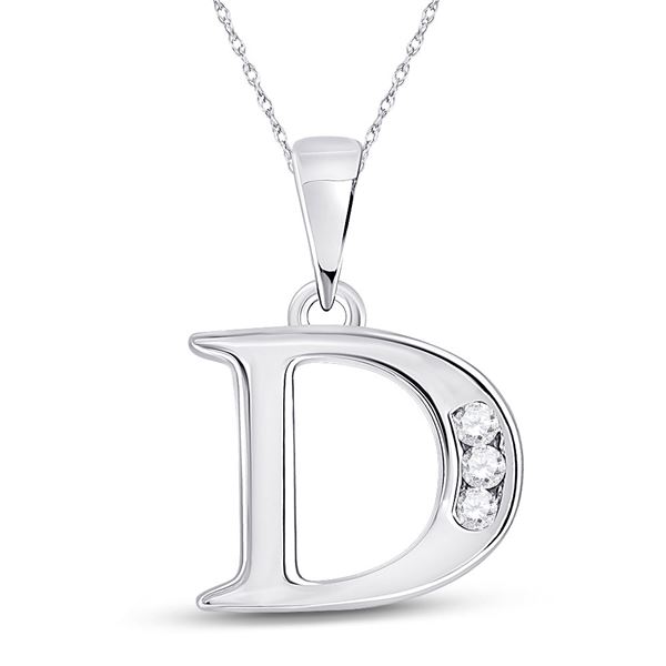 Diamond D Initial Letter Pendant 1/20 Cttw 10kt White Gold