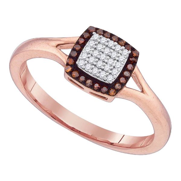 Red Color Enhanced Diamond Square Ring 1/8 Cttw 10kt Rose Gold