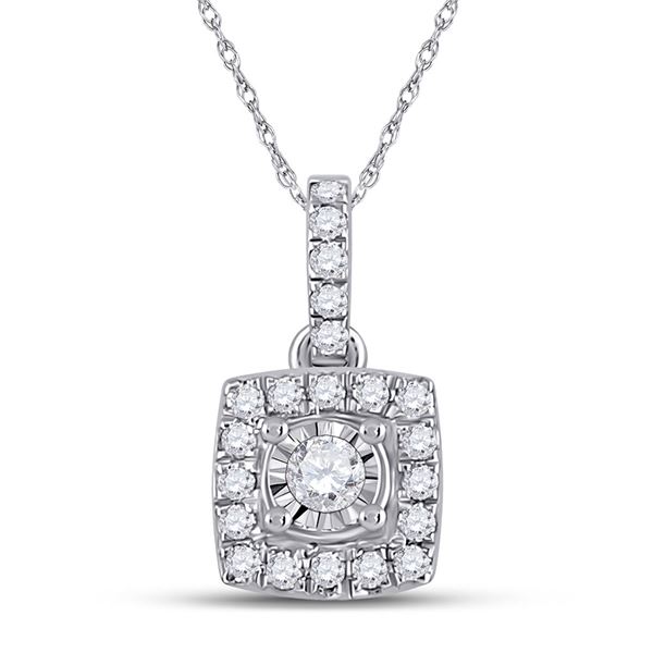 Diamond Square Pendant 1/6 Cttw 10kt White Gold