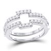 Image 1 : Diamond Square Solitaire Enhancer Wedding Band 1/2 Cttw 14kt White Gold