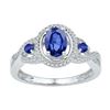 Image 1 : Oval Lab-Created Blue Sapphire 3-stone Ring 1-1/2 Cttw 10kt White Gold