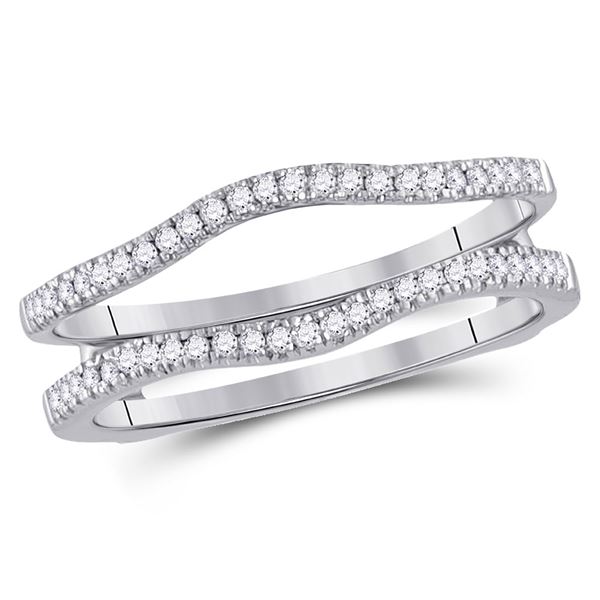 Diamond Ring Guard Wrap Solitaire Enhancer Band 1/4 Cttw 14kt White Gold