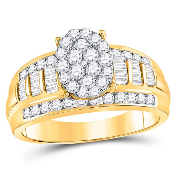 Diamond Oval Cluster Bridal Wedding Engagement Ring 1 Cttw 10kt Yellow Gold