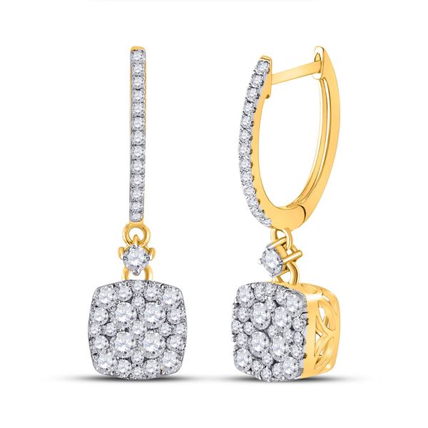 Diamond Square Dangle Earrings 1 Cttw 14kt Yellow Gold