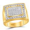 Image 1 : Mens Diamond Square Frame Cluster Ring 1/2 Cttw 10kt Yellow Gold