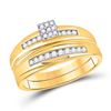 Image 2 : His Hers Diamond Cluster Matching Wedding Set 1/2 Cttw 14kt Yellow Gold
