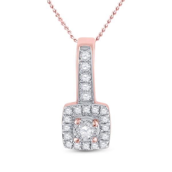 Diamond Square Pendant 1/5 Cttw 10kt Rose Gold