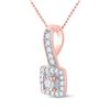 Image 2 : Diamond Square Pendant 1/5 Cttw 10kt Rose Gold