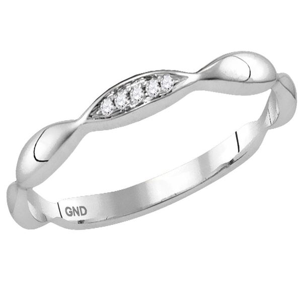 Diamond Contour Stackable Band Ring .02 Cttw 10kt White Gold