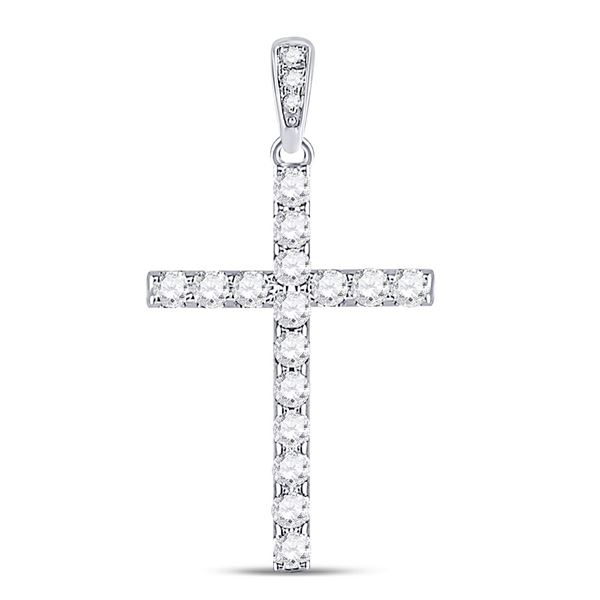 Diamond Cross Pendant 1/4 Cttw 14kt White Gold