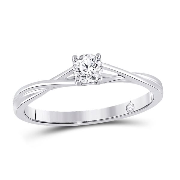 Diamond Solitaire Bridal Wedding Engagement Ring 1/4 Cttw 14kt White Gold