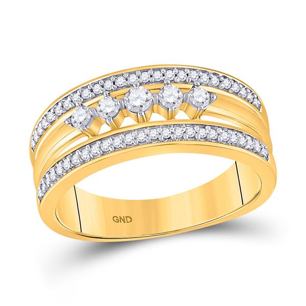 Diamond 5-Stone Band Ring 1/3 Cttw 10kt Yellow Gold