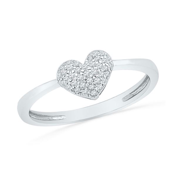 Diamond Heart Cluster Ring 1/10 Cttw 10kt White Gold
