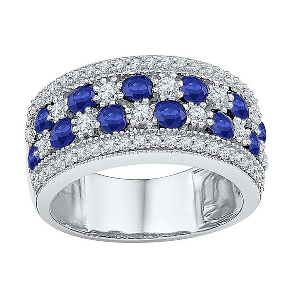 Lab-Created Blue Sapphire Band Ring 2-3/8 Cttw Sterling Silver