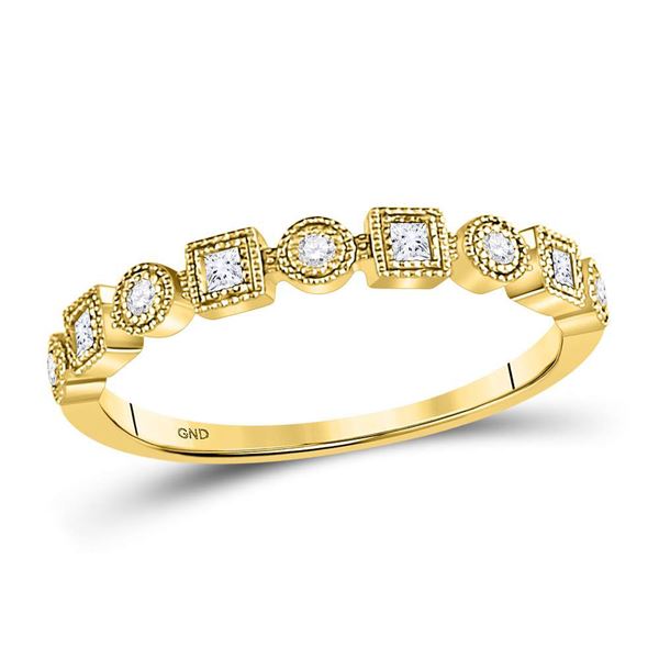 Diamond Square Dot Stackable Band Ring 1/6 Cttw 10kt Yellow Gold