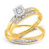 Image 1 : His Hers Diamond Solitaire Matching Wedding Set 1/12 Cttw 10kt Yellow Gold