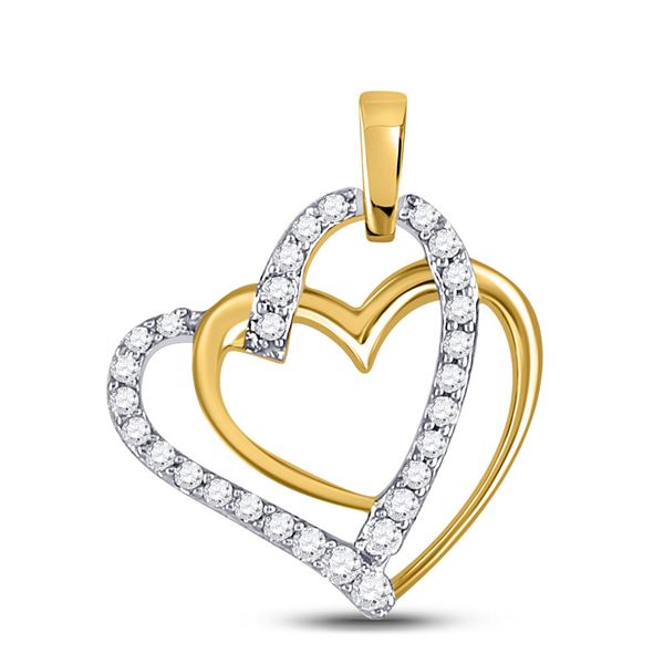 Diamond Linked Heart Pendant 1/8 Cttw 10kt Two-tone Gold
