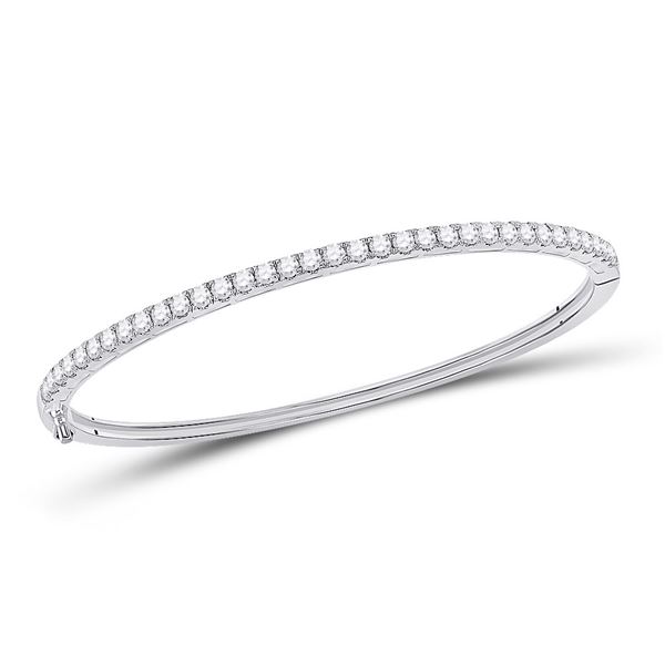 Diamond Classic Bangle Bracelet 2 Cttw 14kt White Gold