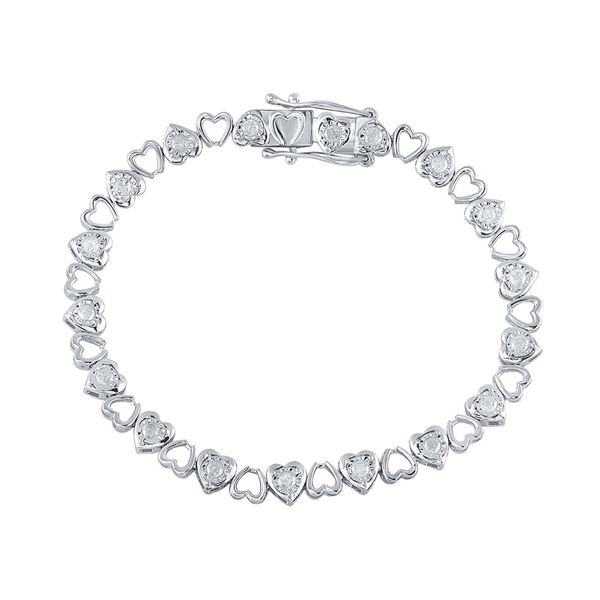 Diamond Heart Bracelet 1 Cttw Sterling Silver