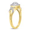 Image 3 : Diamond Cluster Split-shank XO Ring 1/5 Cttw 10kt Yellow Gold
