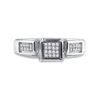 Image 2 : Diamond Square Ring 1/10 Cttw Sterling Silver