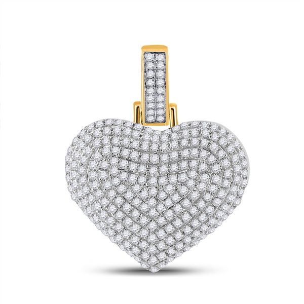 Mens Diamond Heart Charm Pendant 3/4 Cttw 10kt Yellow Gold
