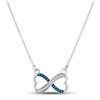Image 1 : Blue Color Enhanced Diamond Infinity Necklace 1/6 Cttw Sterling Silver