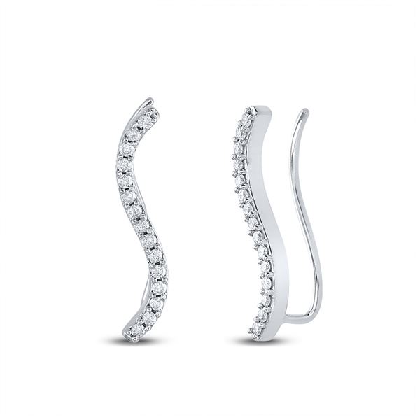 Diamond S-shape Climber Earrings 1/3 Cttw Sterling Silver