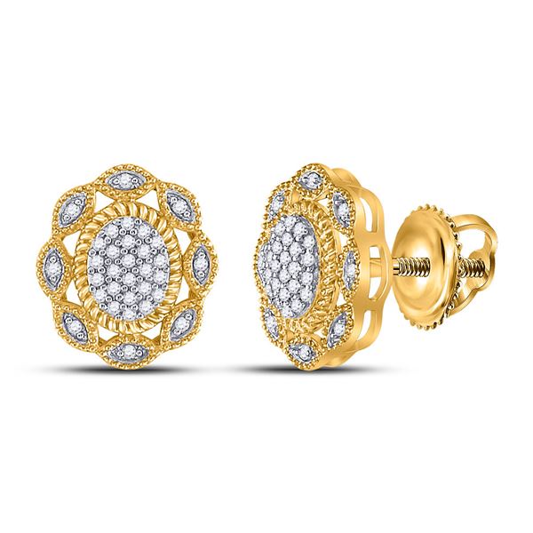 Diamond Oval Earrings 1/6 Cttw 10kt Yellow Gold