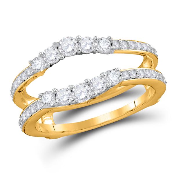 Diamond Wedding Wrap Ring Guard Enhancer 3/4 Cttw 14kt Yellow Gold