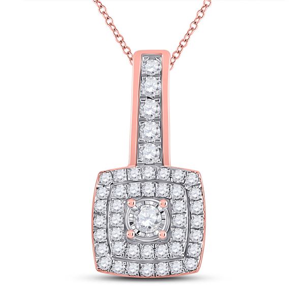 Diamond Square Pendant 1/3 Cttw 10kt Rose Gold