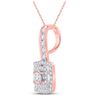 Image 2 : Diamond Square Pendant 1/3 Cttw 10kt Rose Gold