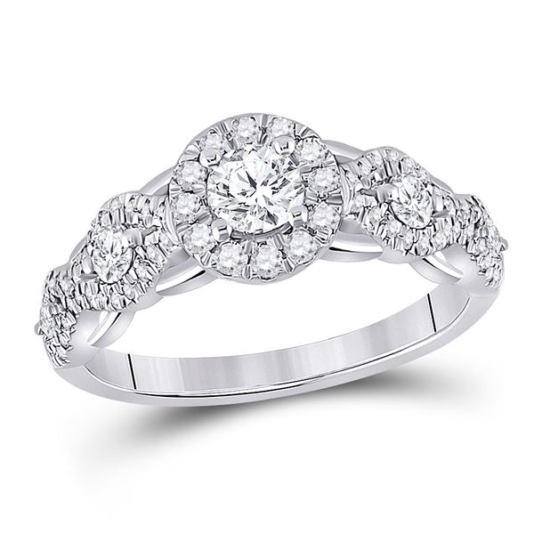 Diamond Halo Bridal Wedding Engagement Ring 1 Cttw 14kt White Gold