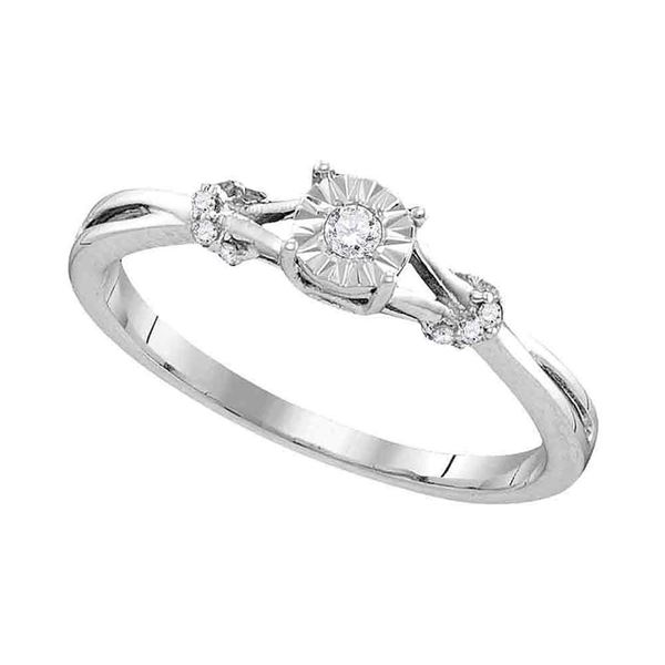 Sterling Silver Diamond Solitaire Bridal Wedding Engagement Ring 1/10 Cttw Sterling Silver