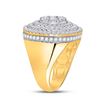 Image 4 : Mens Diamond Circle Flower Cluster Ring 4-1/2 Cttw 14kt Yellow Gold