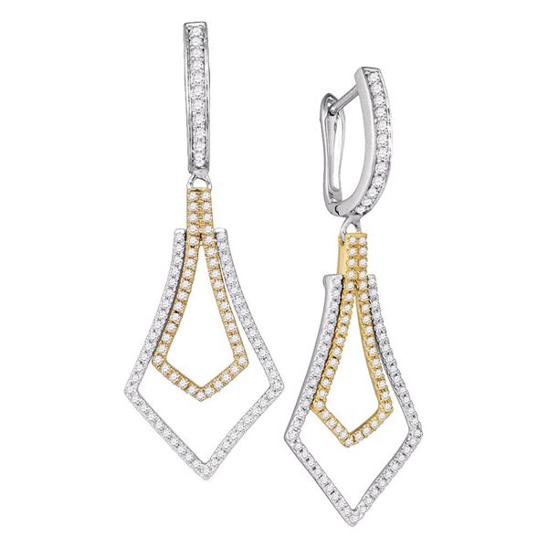 Diamond Flared Dangle Earrings 3/4 Cttw 14kt Two-tone Gold
