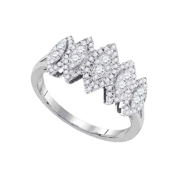 Diamond Oval Cluster Fashion Ring 1/2 Cttw 14kt White Gold