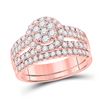 Image 2 : His Hers Diamond Cluster Matching Wedding Set 1-3/4 Cttw 14kt Rose Gold