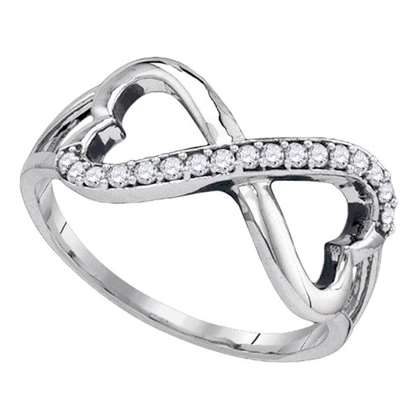 Diamond Infinity Double Heart Ring 1/6 Cttw 10kt White Gold