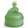 Image 1 : Victorian Lady Frosted Green Glass Powder Jar #1959081