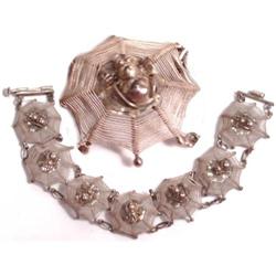 Antique Aesthetic SPIDER  WEB sterling bracelet#1959372