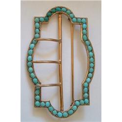 ANTIQUE GOLD AND TURQUOISE BUCKLE BROOCH #1968833